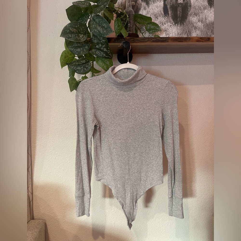 Grey turtleneck bodysuit